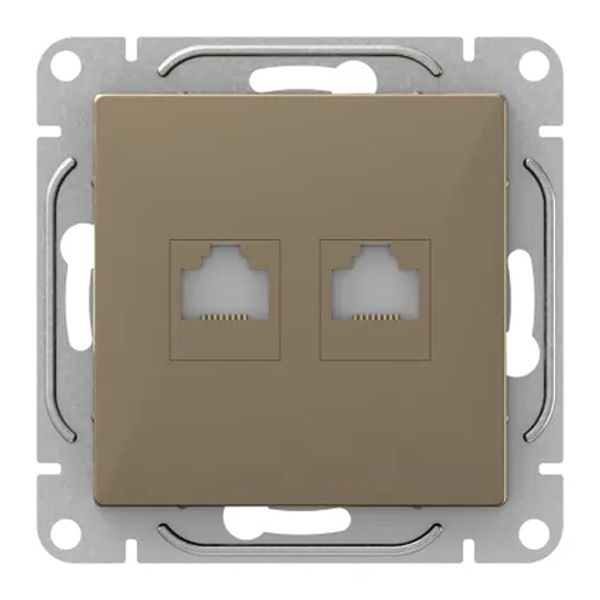 Механизм двойной компьютерной розетки EKF RJ45 кат.5 Эпика шампань