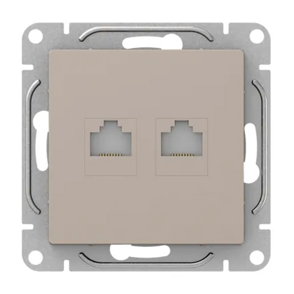 Механизм двойной компьютерной розетки EKF RJ45 кат.5 Эпика кремовый