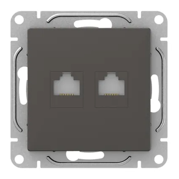 Механизм двойной компьютерной розетки EKF RJ45 кат.5 Эпика мокко