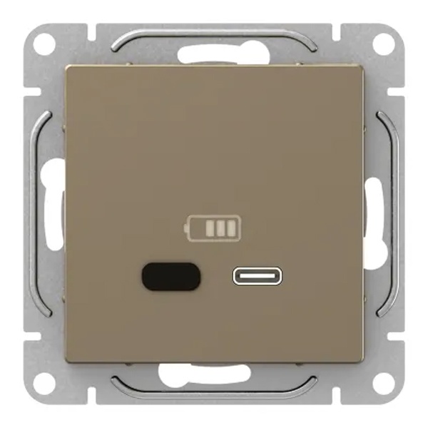 Механизм зарядной розетки EKF USB тип C быстрая зарядка Эпика шампань