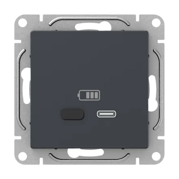 Механизм зарядной розетки EKF USB тип C быстрая зарядка Эпика графит