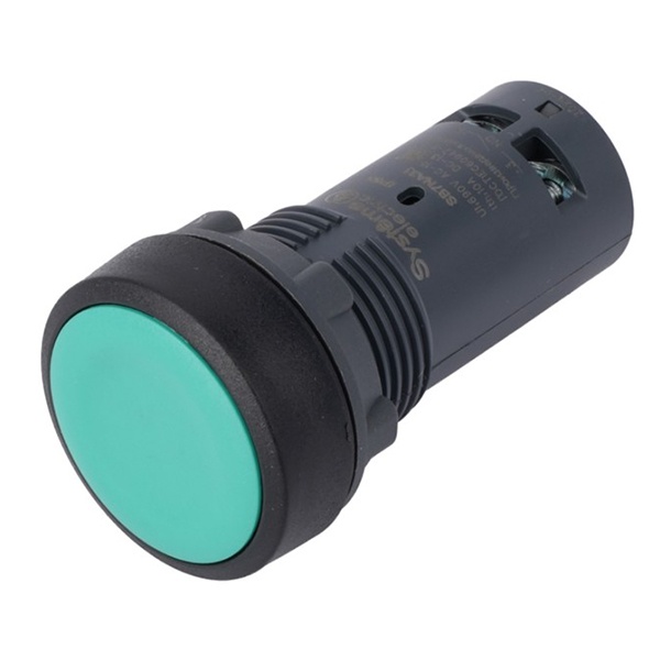 Кнопка моноблочная SE SB7 c возвратом 1НО 22мм IP65 зеленая