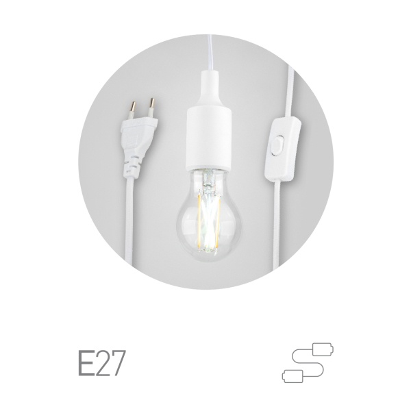 Светильник для растений ЭРА Holder E27 5 м с проводом и выключателем для фитоламп с цоколем Е27