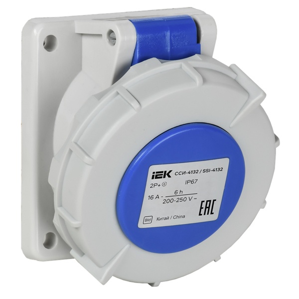 Розетка встраиваемая ИЭК ССИ-4132 16А-6ч/220В 2P+PE IP67