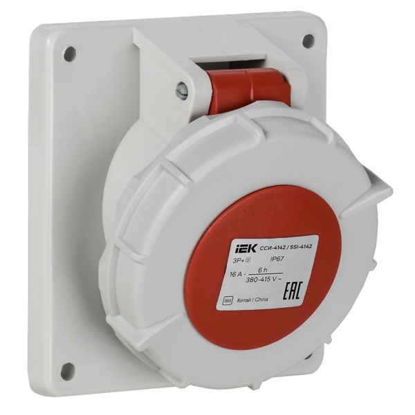 Розетка встраиваемая ИЭК ССИ-4142 16А-6ч/380В 3P+PE IP67