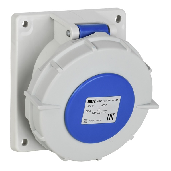 Розетка встраиваемая ИЭК ССИ-4232 32А-6ч/220В 2P+PE IP67