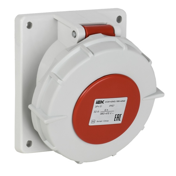 Розетка встраиваемая ИЭК ССИ-4242 32А-6ч/380В 3P+PE IP67
