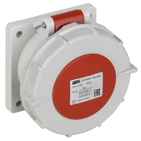 Розетка встраиваемая прямая ИЭК ССИ-6152 16А-6ч 380В 3P+PE+N IP67