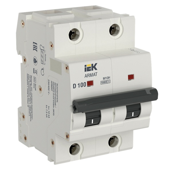 Автоматический выключатель ИЭК ARMAT M10H 2Р 100А 10кА характеристика D (автомат электрический)