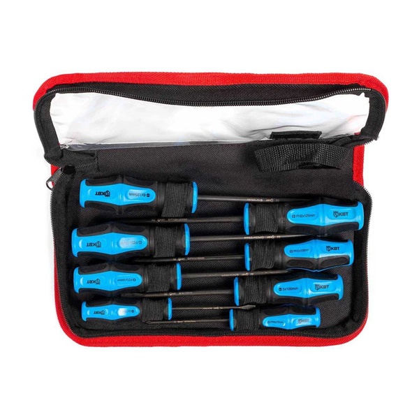 Набор отверток КВТ из стали S2 НО-08-S для слесарно-монтажных работ, стержни из высокопрочной стали