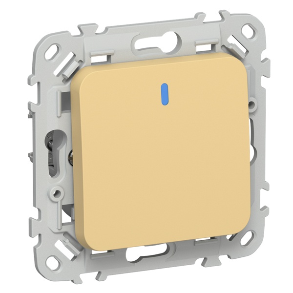 Выключатель одноклавишный с индикацией ИЭК FLITE ВС11-1-1-ФлЗ 10А золотарник