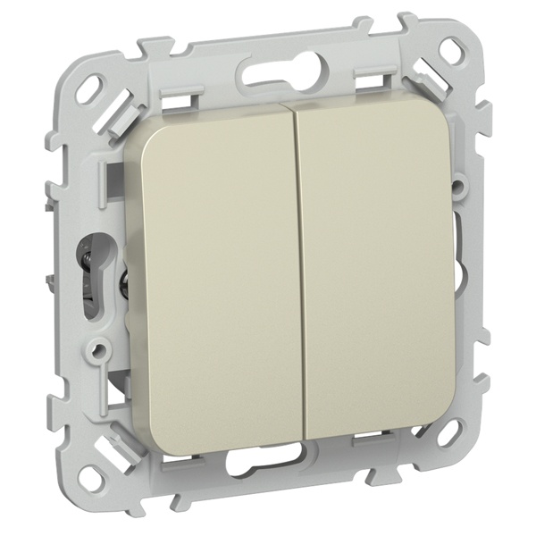 Выключатель двухклавишный ИЭК FLITE ВС12-1-0-ФлШ 10А шампань