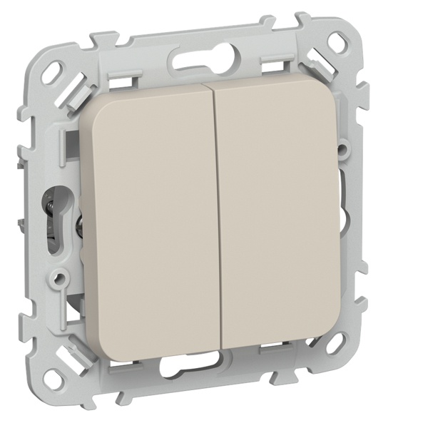 Выключатель двухклавишный ИЭК FLITE ВС12-1-0-ФлЛ 10А льняной