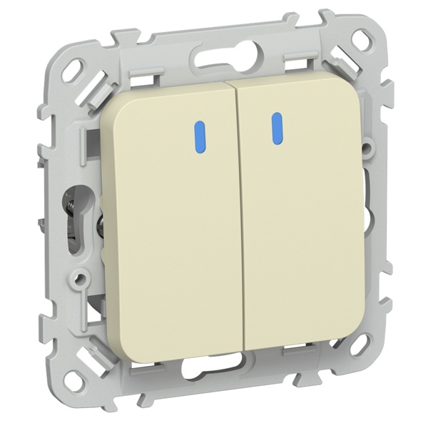 Выключатель двухклавишный с индикацией ИЭК FLITE ВС12-1-1-ФлН 10А навахо