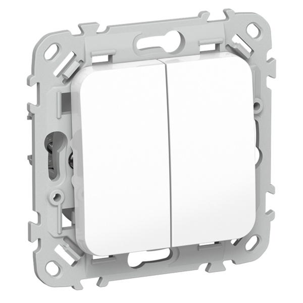 Переключатель двухклавишный ИЭК FLITE ВС62-1-0-ФлБ 10А белый