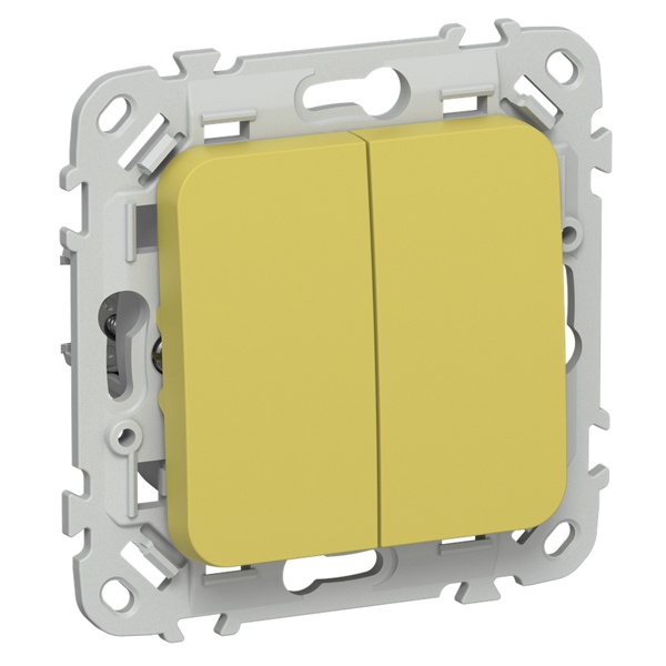 Переключатель двухклавишный ИЭК FLITE ВС62-1-0-ФлЖК 10А желтый карри