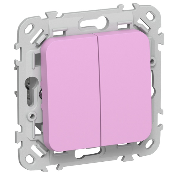 Переключатель двухклавишный ИЭК FLITE ВС62-1-0-ФлПр 10А пурпурный