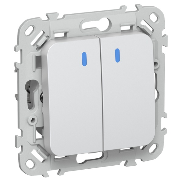 Переключатель двухклавишный с индикацией ИЭК FLITE ВС62-1-1-ФлЖ 10А жемчуг