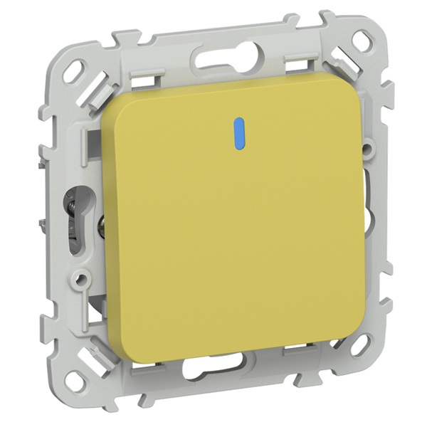 Выключатель кнопочный одноклавишный с индикацией ИЭК FLITE ВС11-2-1-ФлЖК 10А желтый карри