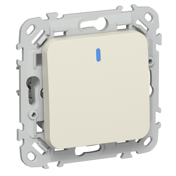 Выключатель кнопочный одноклавишный с индикацией ИЭК FLITE ВС11-2-1-ФлСл 10А сливочный