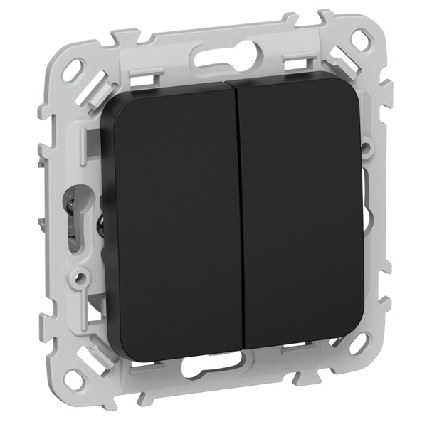 Выключатель кнопочный двухклавишный ИЭК FLITE ВС12-2-0-ФлЧ 10А черный