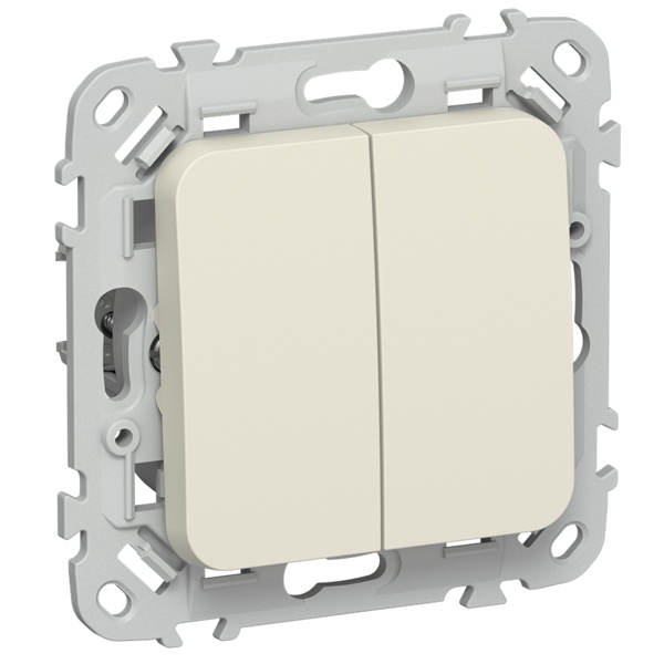 Выключатель кнопочный двухклавишный ИЭК FLITE ВС12-2-0-ФлСл 10А сливочный