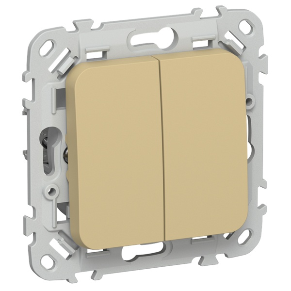 Выключатель кнопочный двухклавишный ИЭК FLITE ВС12-2-0-ФлШм 10А шамуа