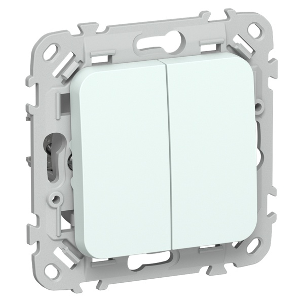 Выключатель кнопочный двухклавишный ИЭК FLITE ВС12-2-0-ФлХЛ 10А холодный лёд