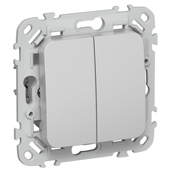 Выключатель жалюзи двухклавишный с блокировкой ИЭК FLITE ВЖ42-2-0-ФлА 10А алюминий