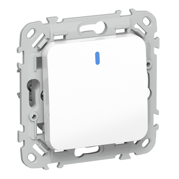 Выключатель кнопочный одноклавишный проходной с индикацией ИЭК FLITE ВС61-2-1-ФлБ 10А белый