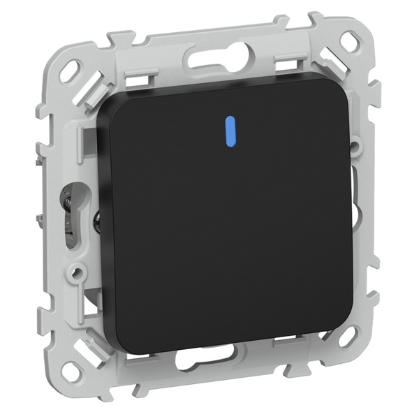 Выключатель кнопочный одноклавишный проходной с индикацией ИЭК FLITE ВС61-2-1-ФлЧ 10А черный