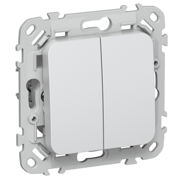 Выключатель кнопочный двухклавишный проходной ИЭК FLITE ВС62-2-0-ФлЖ 10А жемчуг