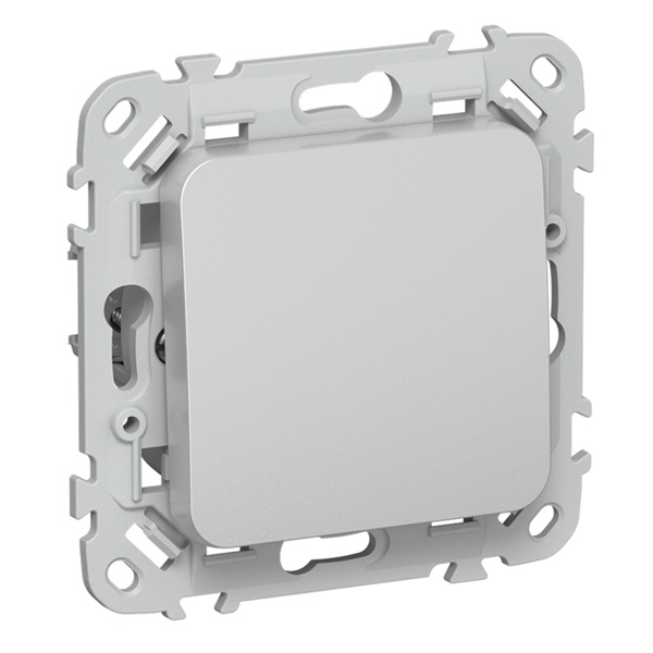 Выключатель одноклавишный двухполюсный проходной ИЭК FLITE ВС6/21-1-0-ФлА 10А алюминий