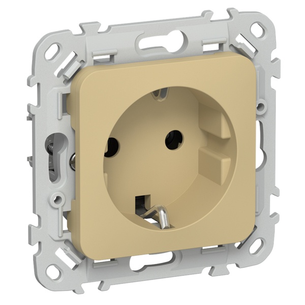 Розетка с заземлением ИЭК FLITE РС11-1-ФлШм 16А автозажим шамуа