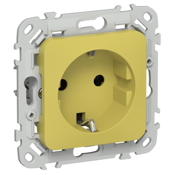 Розетка с заземлением ИЭК FLITE РС11-0-ФлЖК 16А желтый карри