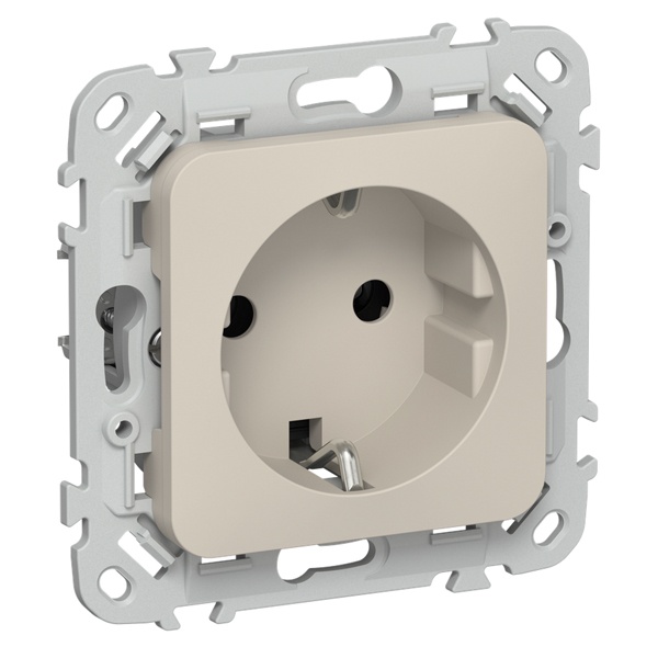 Розетка с заземлением ИЭК FLITE РСш11-0-ФлЛ 16А шторки льняной