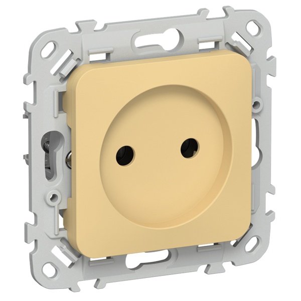 Розетка без заземления ИЭК FLITE РС01-1-ФлЗ 10А автозажим золотарник