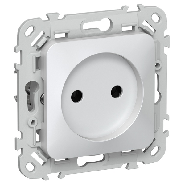 Розетка без заземления ИЭК FLITE РСш01-1-ФлЖ 10А шторки автозажим жемчуг