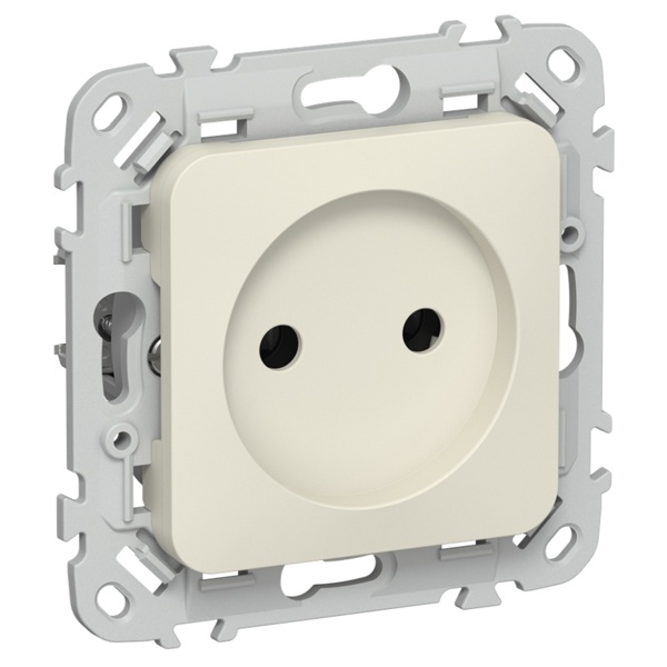 Розетка без заземления ИЭК FLITE РСш01-1-ФлСл 10А шторки автозажим сливочный