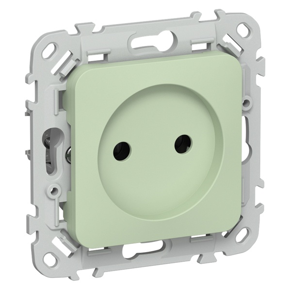 Розетка без заземления ИЭК FLITE РСш01-1-ФлФ 10А шторки автозажим фисташковый