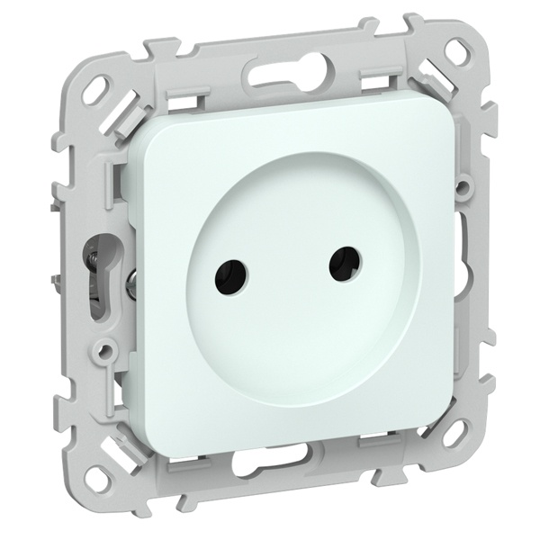 Розетка без заземления ИЭК FLITE РСш01-1-ФлХЛ 10А шторки автозажим холодный лёд