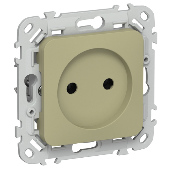 Розетка без заземления ИЭК FLITE РСш01-0-ФлО 10А шторки оливковый