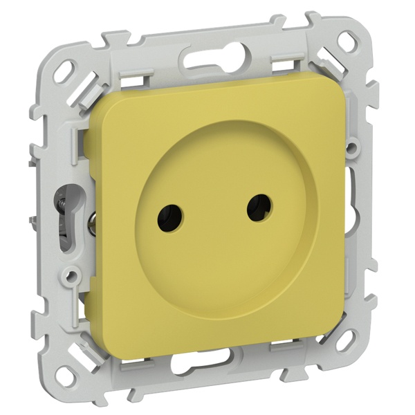Розетка без заземления ИЭК FLITE РСш01-0-ФлЖК 10А шторки желтый карри