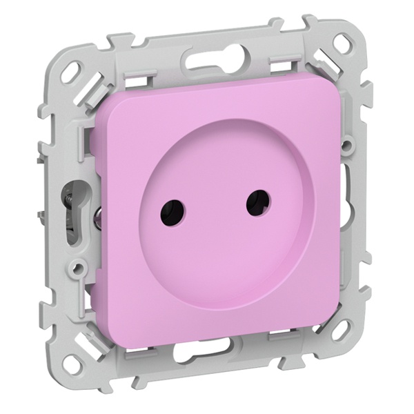 Розетка без заземления ИЭК FLITE РСш01-0-ФлПр 10А шторки пурпурный