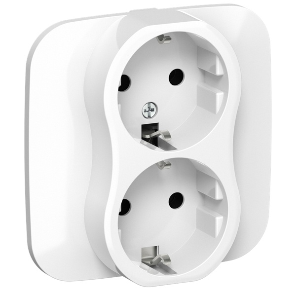 Розетка 2-я с заземлением в сборе ИЭК FLITE РС12-1-А-ФлБ 16А автозажим белый