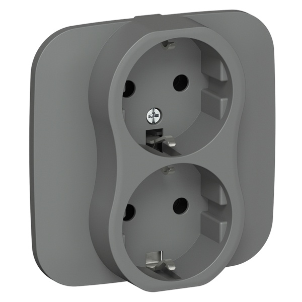 Розетка 2-я с заземлением в сборе ИЭК FLITE РС12-1-А-ФлМА 16А автозажим мокрый асфальт