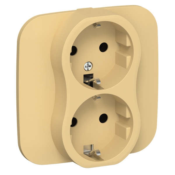 Розетка 2-я с заземлением в сборе ИЭК FLITE РС12-1-А-ФлЗ 16А автозажим золотарник