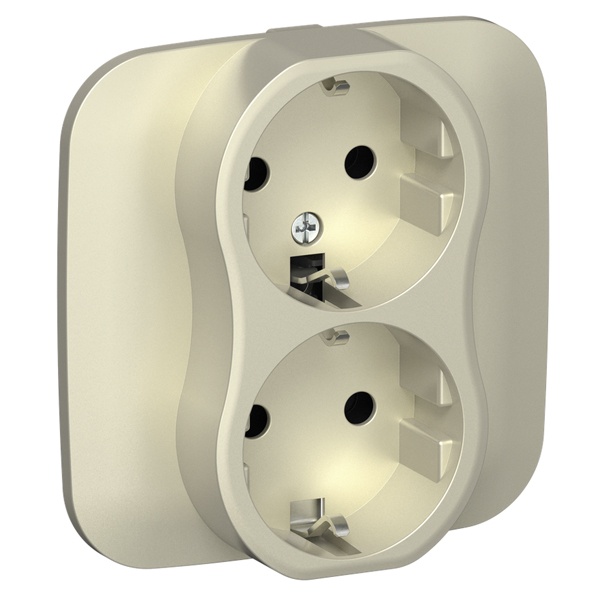 Розетка 2-я с заземлением в сборе ИЭК FLITE РС12-0-А-ФлШ 16А шампань