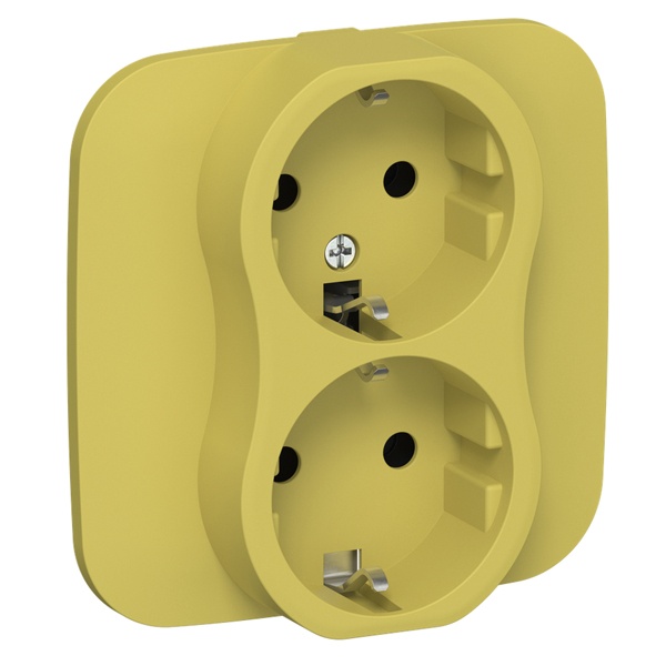 Розетка 2-я с заземлением в сборе ИЭК FLITE РС12-0-А-ФлЖК 16А желтый карри