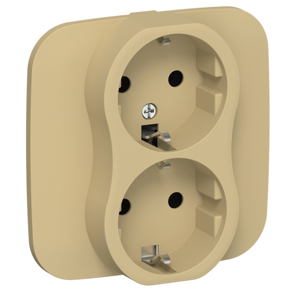Розетка 2-я с заземлением в сборе ИЭК FLITE РС12-0-А-ФлШм 16А шамуа